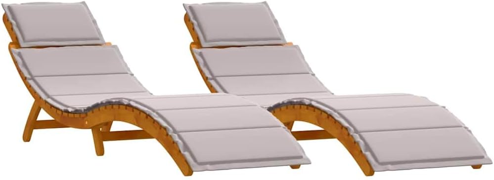 vidaXL, Liegen, Taupe, Sonnenliege 2 STK. Massivholz Akazie