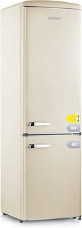 SEVERIN, Kühl-Gefrierkombination, 244 L, 39 dB, Chrom/Creme, Retro Kühl- & Gefrierkombination, Kühlschrank im Retro-Design mit Chrom-Applikationen