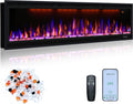Oxhark Flame, Kamine, 1500 W, Schwarz, Elektrischer Kamin, schmaler Einbaukamin mit Fernbedienung, Thermostat mit Timer