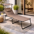 Mojawo, Liegen, 150 kg, 95 cm, Taupe, XXL Gartenliege Sonnenliege Relaxliege Liege Aluminium mit