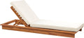 Beliani, Liegen, Weiss, Gartenliege Akazienholz Heller Holzfarbton mit Auflage
