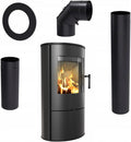 kratki, Kaminofen, 150 mm, 7 kW, Grau/Schwarz, aus Stahl Rollo bereit Satz Ø 150 mit Raumluftunabhängig, Blass Verkleidung