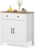 COSTWAY, Sideboard, Weiss, Küchenschrank mit Arbeitsplatte, Schublade, 2 Türen & verstellbares Regal, Buffetschrank