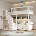 Jovify, Matratze, Weiss, Etagenbett 90x200, Kinderbett Hochbett mit Treppe und Aufbewahrungsschrank, Massivholz