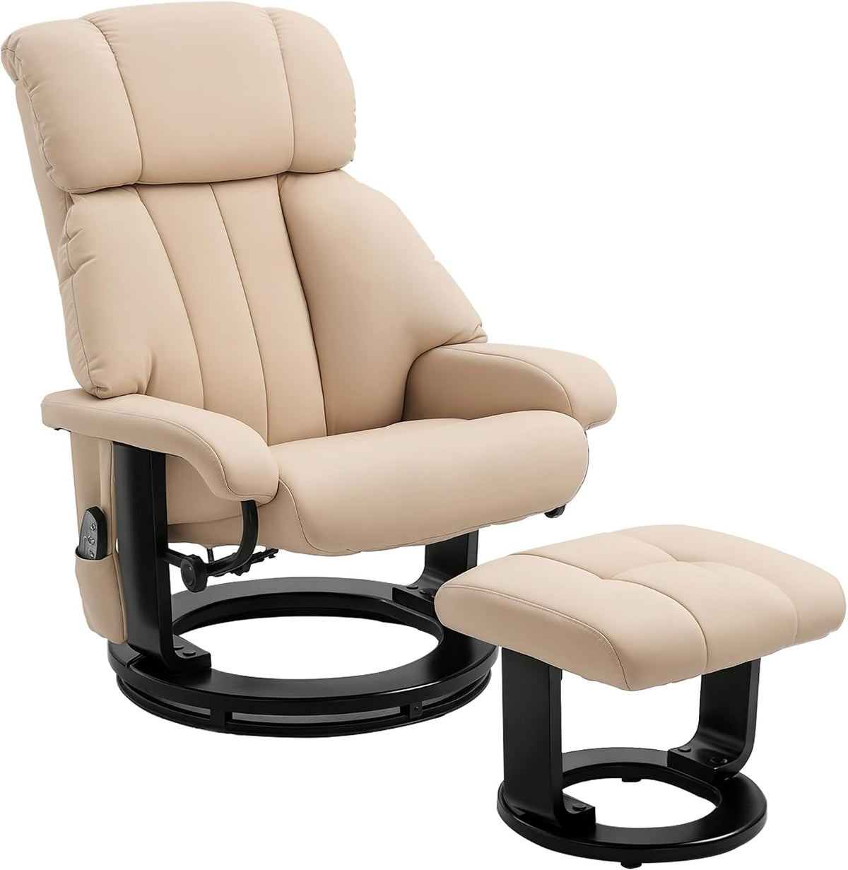 HOMCOM, Relaxsessel, Creme, mit Hocker, Massagefunktion, Liegefunktion, weiss