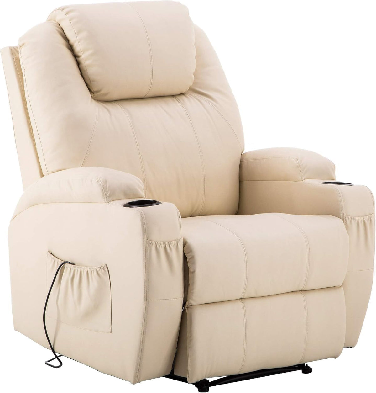 M MCombo, Relaxsessel, Creme, Elektrisch Massagesessel Fernsehsessel Liegefunktion