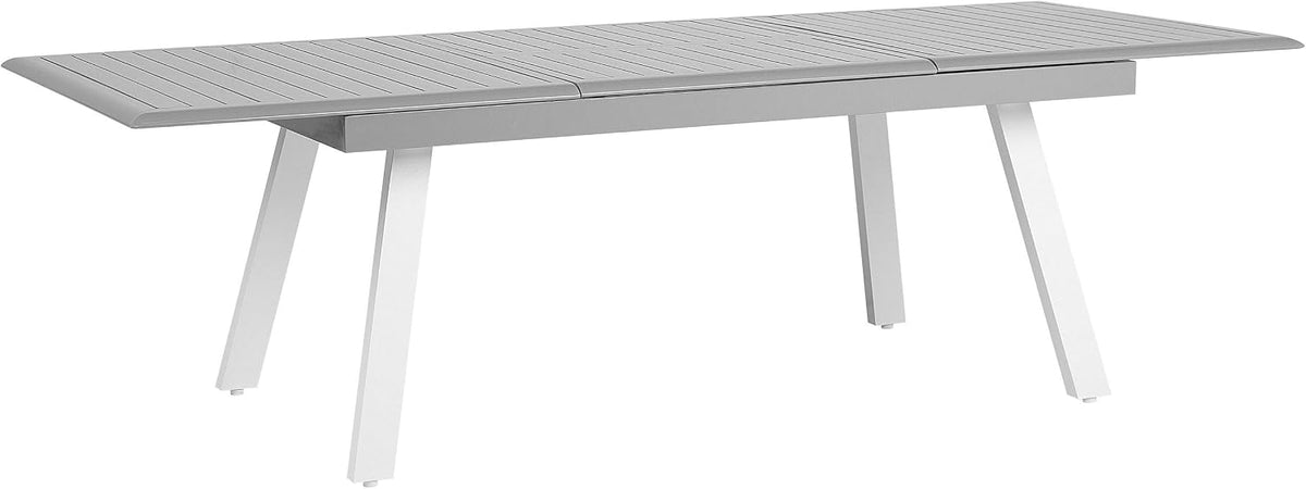 Beliani, Esstisch, Aluminium, Grau/Weiss, Moderner Gartentisch aus Aluminium mit ausziehbarer
