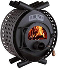 BRUNO, Kaminofen, 13 kW, Grau/Schwarz, Werkstattofen Pyro I - Warmluftofen -, Seitenverkleidung Quattro)