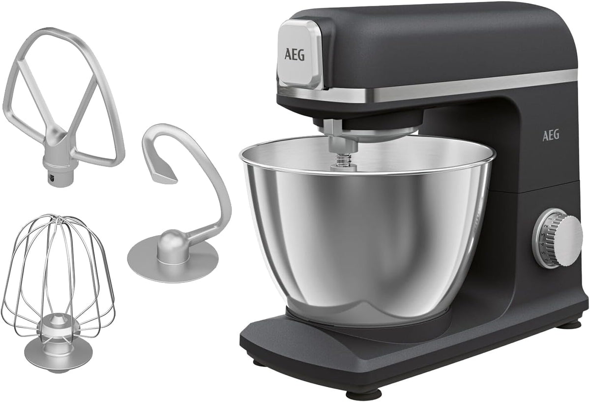 AEG, Universalküchenmaschinen, 1200 W, 6,1 kg, 5 l, Schwarz, KM5-1-4BPT Küchenmaschine / + Zubehör / / 6