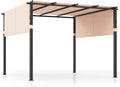 HOMASIS, Pavillon, 305 x 305 cm, Beige, Pergola, Garten mit 2 einziehbaren Überdachungen, wasserdichter Paviilon mit Sonnenschutz