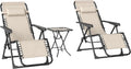 Outsunny, Liegen, 90x65x110 cm, Beige, Gartenliege Set 3-TLG. Klappbar 2 Stühle