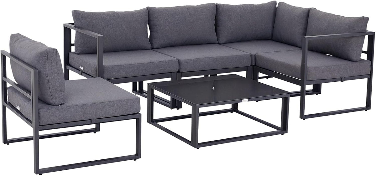 Outsunny, Gartenmöbel-Set, Grau, Gartengarnitur, 6-TLG. Gartengarnitur Gartenset mit Kissen für 4, 5 Personen