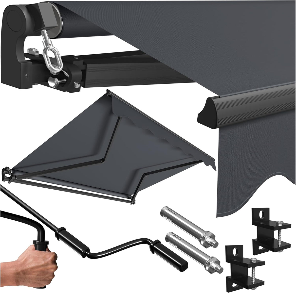 KESSER, Markise, 250 x 200 cm, Anthrazit, ® Gelenkarm Vormontiert Gelenk Terrassen Sonnen inkl