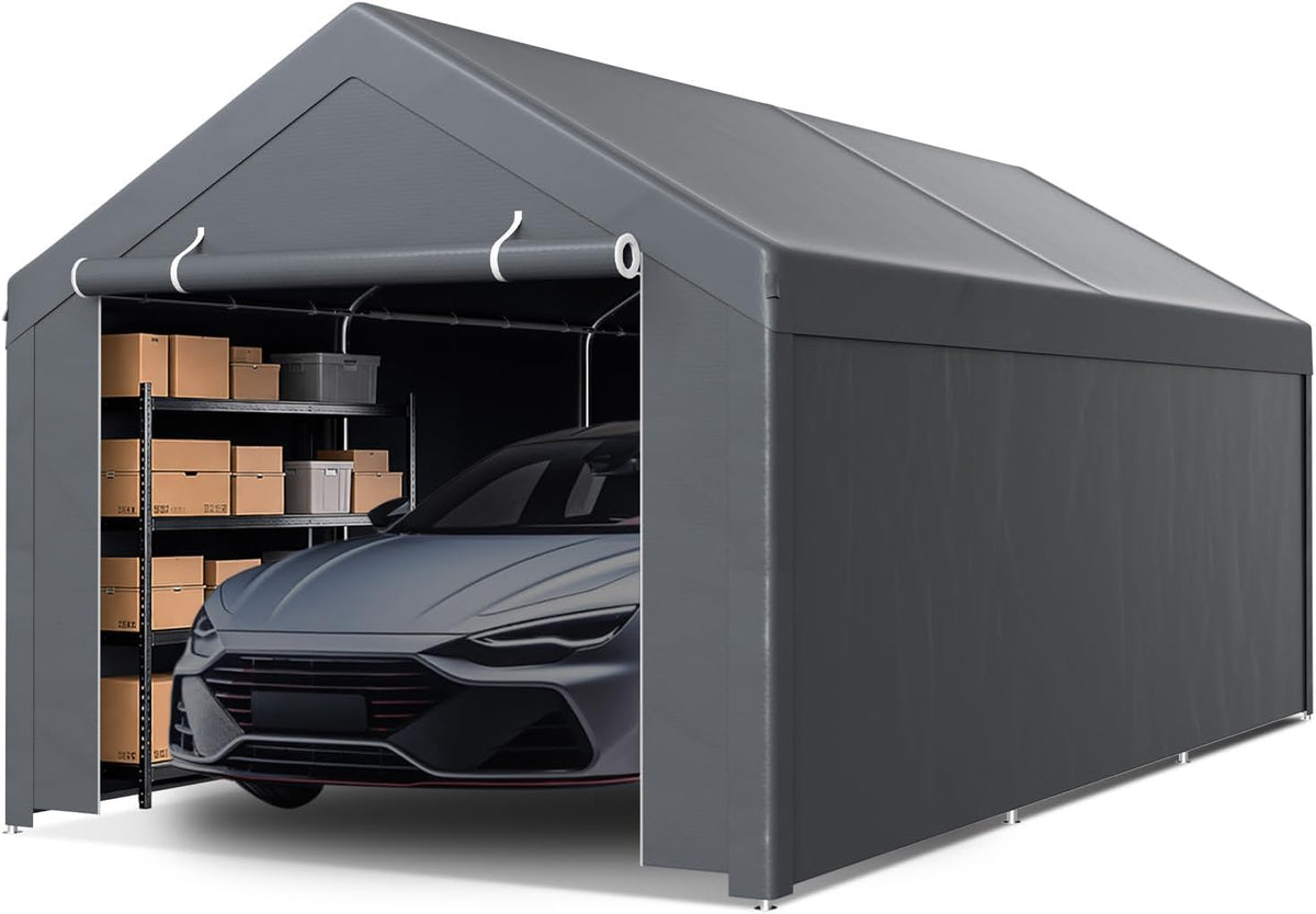 Eikuavons, Carports, 6 m, Grau, Garagenzelt Carport 3× Wasserdicht PE-Plane
