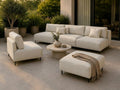 Sofa, A&J MöbelLand, Creme, Outdoor Lounge Set Sun mit, Sessel und Hocker in - Wetterfestes Gartenmöbel Set für