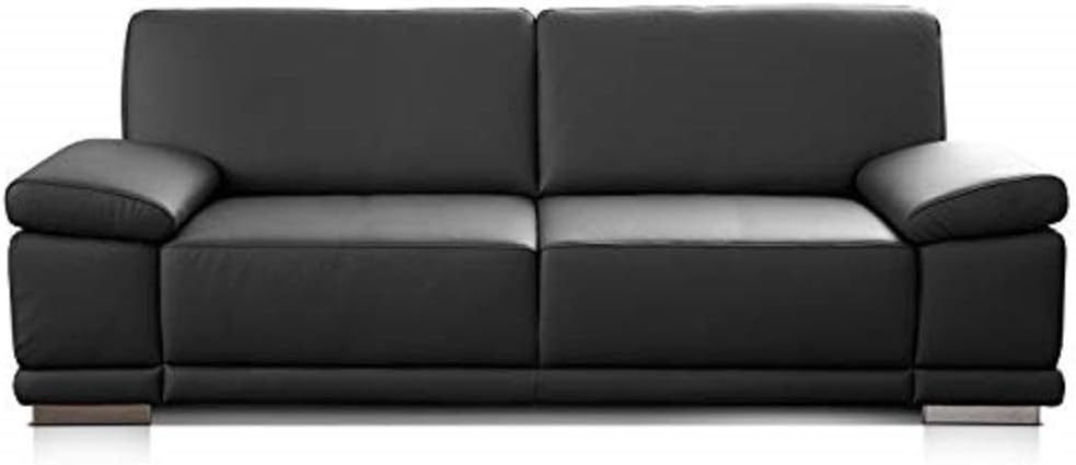 CAVADORE, Sofa, Schwarz, 3-Sitzer Corianne in Kunstleder / Ledercouch in