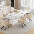 Ckaff, Esszimmerstühle, Beige, 6er Set Drehbar mit Armlehne, 360°Drehbar Polsterstuhl Küchenstuhl aus Chenille