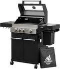 FEUERGOTT, Gasgrill, Schwarz/Grau, Hektor 3B-S Edelstahl station 3 Brenner, Infrarot Sear-Brenner, Gusseisen-Grillrost