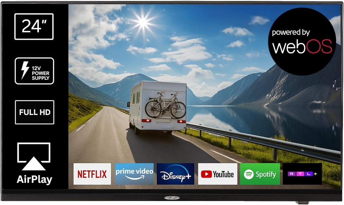 REFLEXION, Fernseher, 24 Zoll, 60 cm, Schwarz, LG webOSHub, Wohnwagen / Wohnmobil / Camping / Caravan / Boot / LKW TV