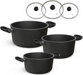 Hoffmann, Topfsets, Schwarz/Grau, Topfset Induktion mit Glasdeckel, 6-teilig I Set alle Herdarten auch Induktion I Töpfe Made