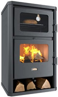 Generisch, Backofen, 14,2 kW, 150 mm, Grau, Prity FG D Kaminofen Holz mit, Küchenofen Holzherd Festbrennstoffherd