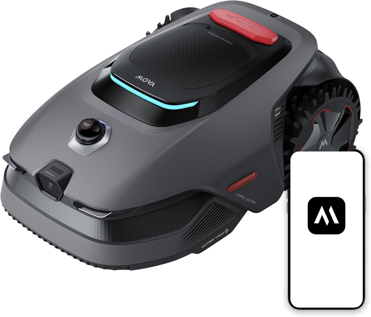 MOVA, Mähroboter, 1600 M, Grau/Schwarz, LiDAX Ultra 1600 ohne Begrenzungskabel, 3D-LiDAR&KI Vision