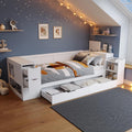 RIAZOS, Matratze, 90x200 cm, Weiss, Kinderbett, Einzelbett mit Regalen und Stauschrank, Stauraumbett mit Schubladen
