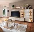 Sofa, Lomadox, Eiche/Weiss, Wohnmöbel Set Wohnwand Eiche weiss 4-teilig modern, 1 Wandboard, 1 Lowboard, 1 Highboard