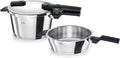 Fissler, Schnellkochtöpfe, 2,5 L, 22 cm, Grau/Weiss, Vitaquick Schnellkochtopf-Set 3-teilig (4, Schnellkochtopf & Schnellbratpfanne
