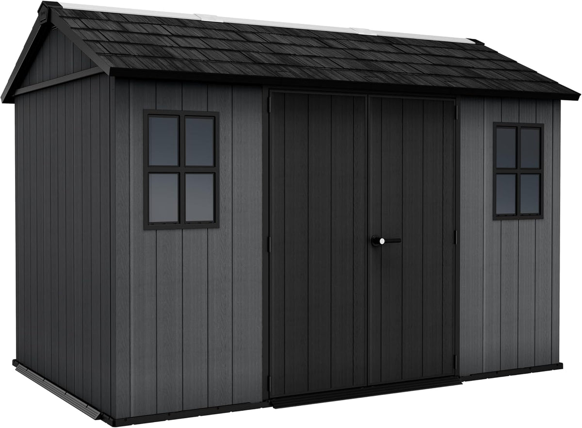 Gerätehaus, Keter, 230x350x246 cm, Grau, Newton 1175, Kunststoff Gartenhaus mit Holzoptik, wetterfest, wartungsfrei