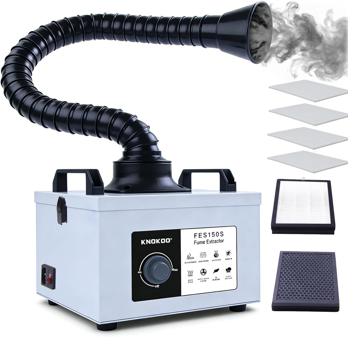 KNOKOO, Dunstabzugshaube, 200 m, 100 W, 220 V, 5 W, Grau/Weiss, FES150S Lötzauchabsaugung, ³ / h, starke Saugkraft