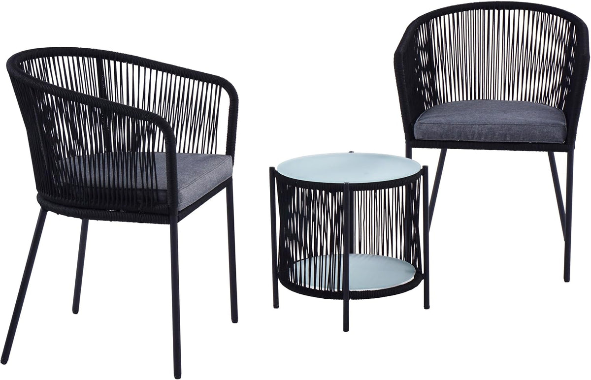 ESTEXO, Bistrosets, Schwarz, Bistro Set Balkonmöbel Sitzgruppe Outdoor Gartenset 2