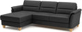 CAVADORE, Sofa, Schwarz, Leder-Eck Palera mit Longchair / Landhaus-Couch mit