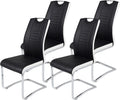 Hela Tische, Esszimmerstühle, 43 x 61 x 99 cm, Schwarz/Weiss/Chrom, 4er Set Schwingstuhl Tabea, Kunstleder Schwarz-Weiss