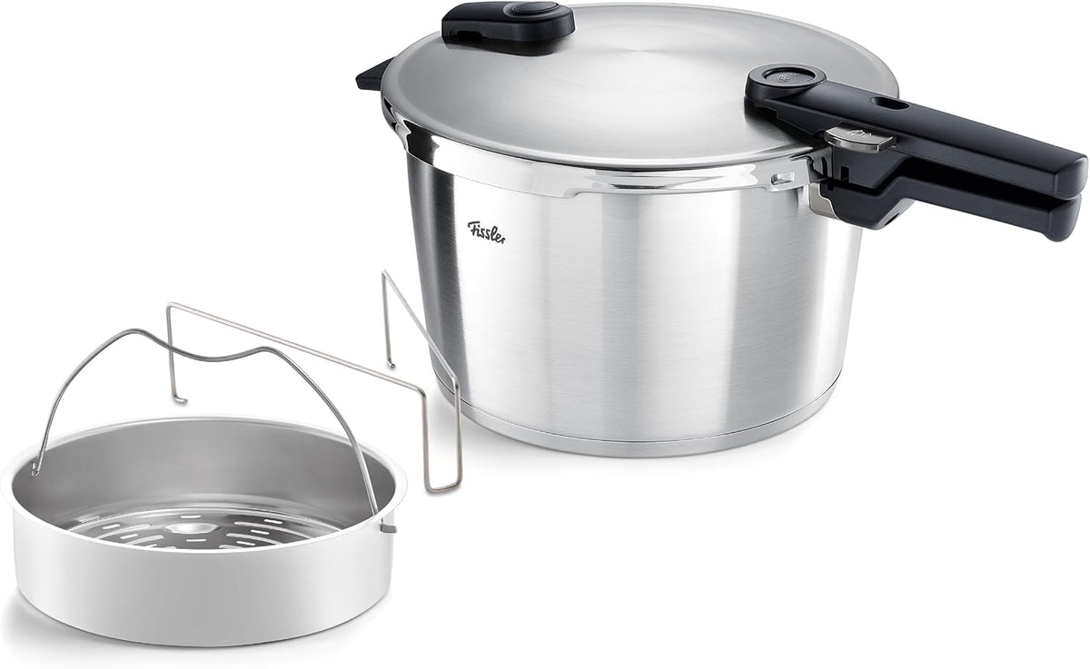 Fissler, Schnellkochtöpfe, 26 cm, 8 L, Grau/Weiss, Vitaquick Premium Schnellkochtopf (, Edelstahl, 2 Garstufen