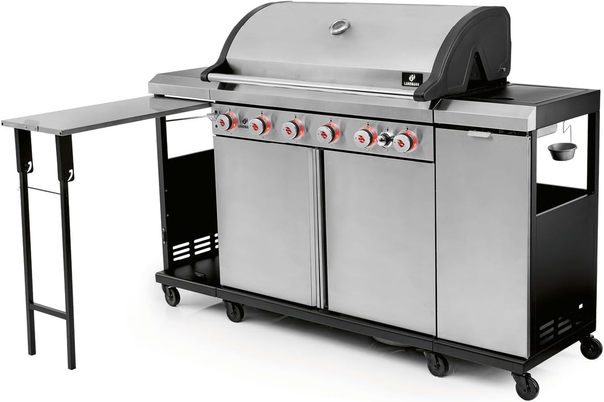 Landmann, Gasgrill, Grau, 6.1 Grillwagen mit 6 Brennern, MaxX-Zone, grosser Grillfläche & Gusseisenrosten
