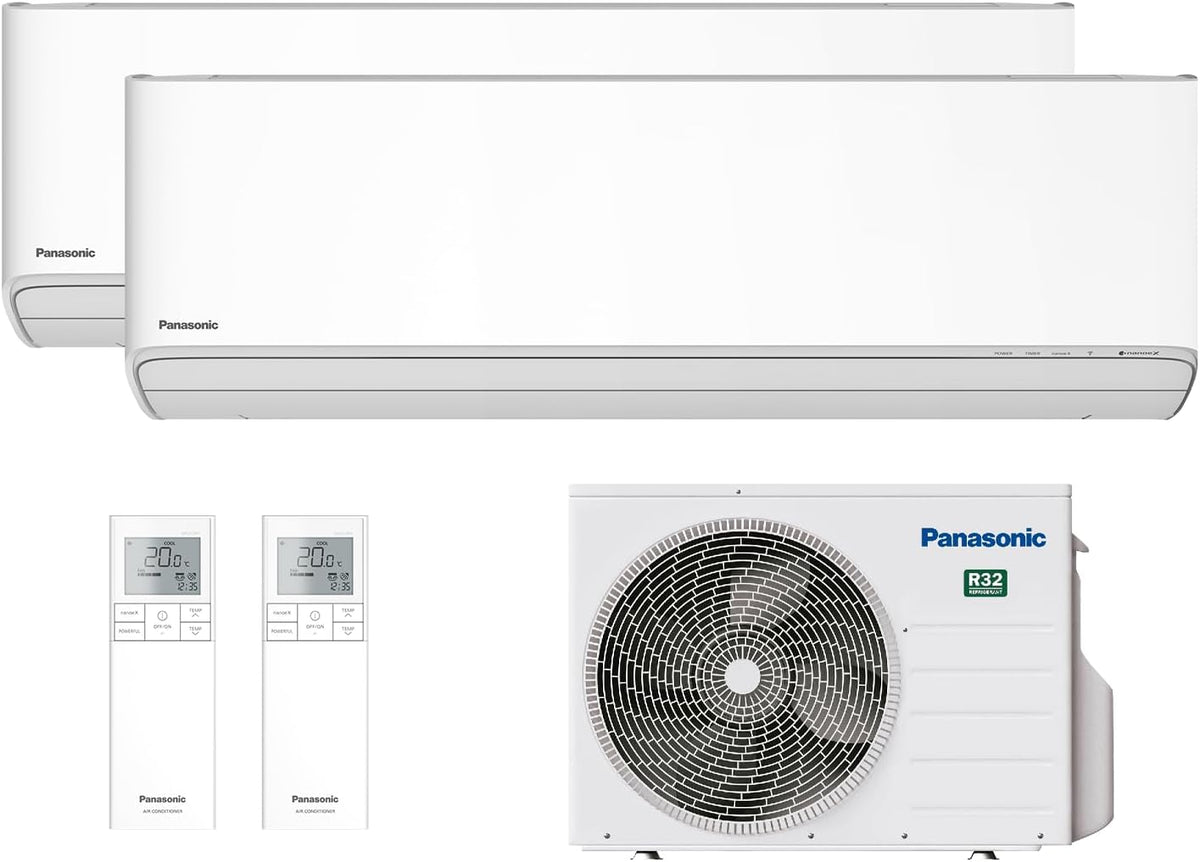 Panasonic, Split-Klimaanlage, Grau/Weiss, Dual Split Klimaanlage Etherea 5000+12000 BTU, WiFi, NanoeX