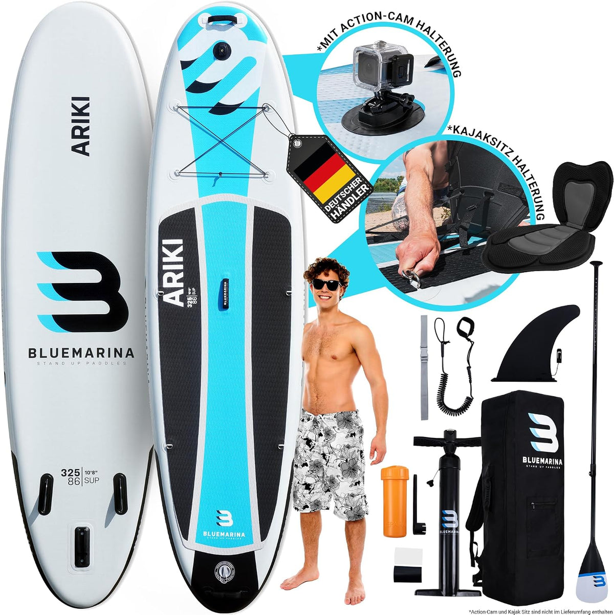 Bluemarina, Boards, 305x76x13,5 cm, 325x86x16,5 cm, Weiss/Grau, Stand-up-Paddle-Board Ariki