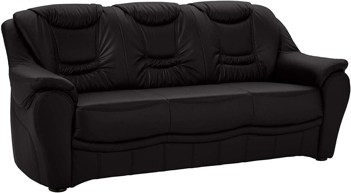 CAVADORE, Sofa, Schwarz, 3-Sitzer Bansa mit Federkern / Polstercouch in Kunstleder /