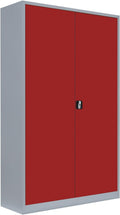 Lüllmann, Aufbewahrungsschränke, 195x120x60 cm, Grau/Rot, Flügeltürenschrank Aktenschrank grau / rot
