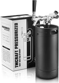 TMCRAFT, Mini-Zapfanlagen, 4 Liter, Schwarz, Mini Edelstahl Bierfass mit Bierspender Set, tragbares Growler Keg mit Fassbierhahn unter
