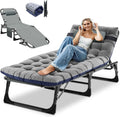 Obqer, Matratze, 200KG, Grau/Blau, Folding Lounger, Belastbarkeit Klappbett Gästebett mit