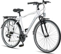 Licorne Bike, Fahrrad, Weiss/Grau, Bike, Premium Trekking in 28' für Herren Jungen Damen und 21 Gang