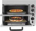 Tagtuell, Backofen, 3000 W, Silber, Elektrischer Pizzaofen, Doppellagig Mini Pizzaofen Elektrisch, Pizza Für die Gastronomie
