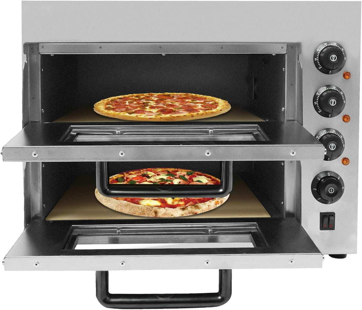 Tagtuell, Backofen, 3000 W, Silber, Elektrischer Pizzaofen, Doppellagig Mini Pizzaofen Elektrisch, Pizza Für die Gastronomie