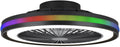 MeLiTec, Deckenleuchten, Schwarz, Deckenleuchte mit Ventilator, Deckenlampe mit Ventilator, dimmbar, RGB-Lauflicht