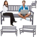 MODO24, Sitzbank, 90x154x70 cm, Grau, Gartenbank Holz 3-Sitzer Parkbank Friesenbank