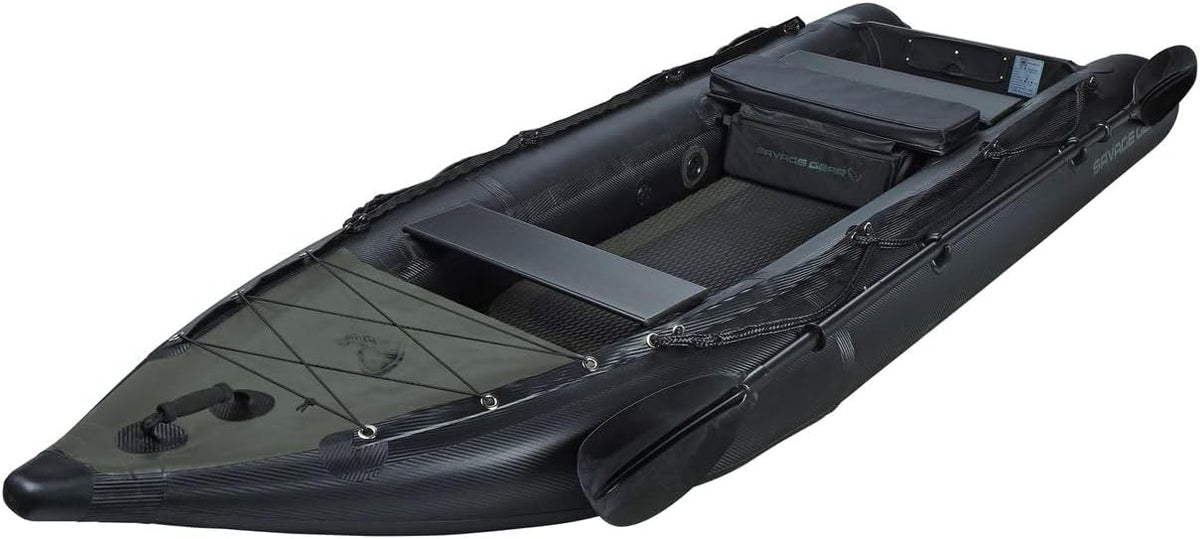 Savage Gear, Angel-Kajaks, Grau/Schwarz, E-Rider 330 Carbon Optix Kayak - Angelkajak, Angelboot, Schlauchboot