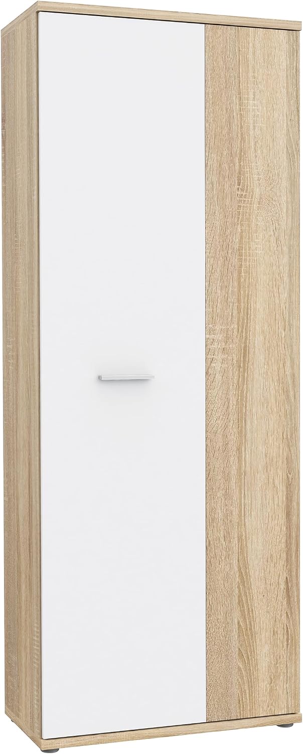 Forte, Schuhschrank, 179 cm, 69 cm, 35 cm, Weiss/Eiche, NET106 Schrank 70, Garderobenschrank, Abstellraum, Drehtürenschrank