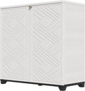 HOMSPARK, Schränke, 86,4 x 38,1 x 86,4 cm, Weiss, Aufbewahrungsschrank für den Innen- und Aussenbereich, mit Türen und 1 Regal